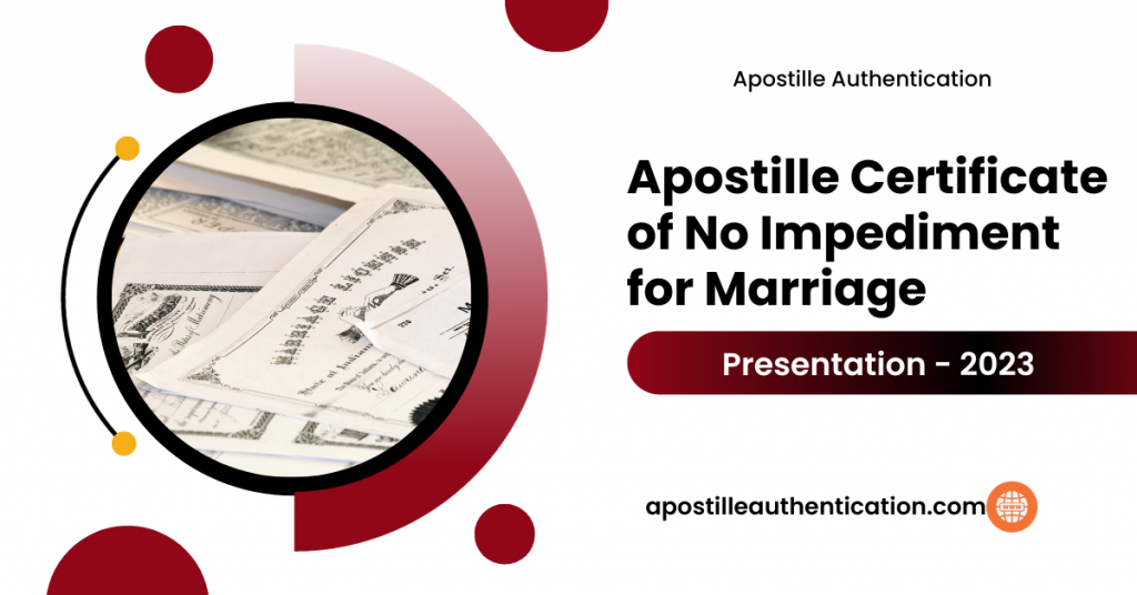 Apostille Certificate of No Impediment for Marriage